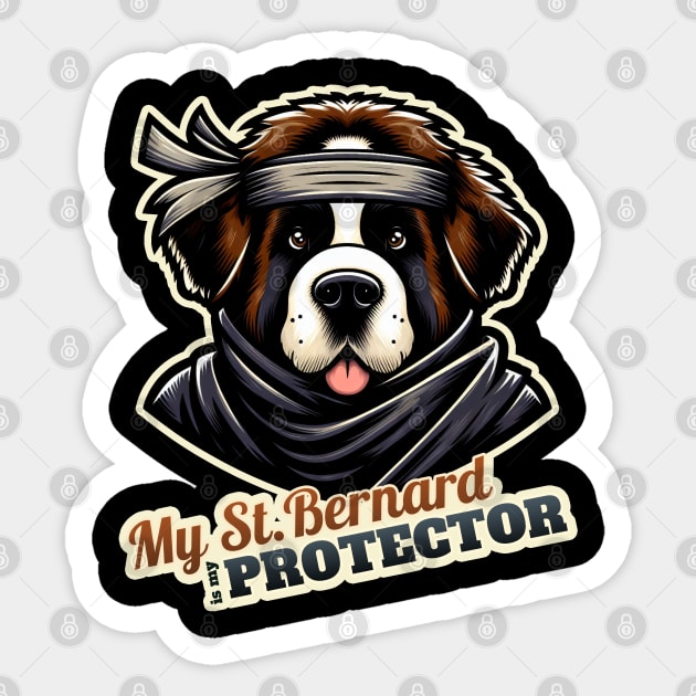 Ninja St. Bernard Sticker by k9-tee